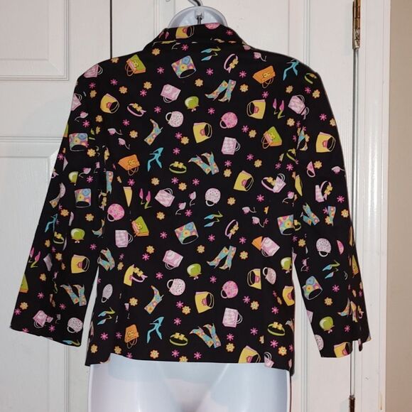 Briggs black stretch  blazer with purses and shoes as the print Sz 12 - Picture 3 of 6